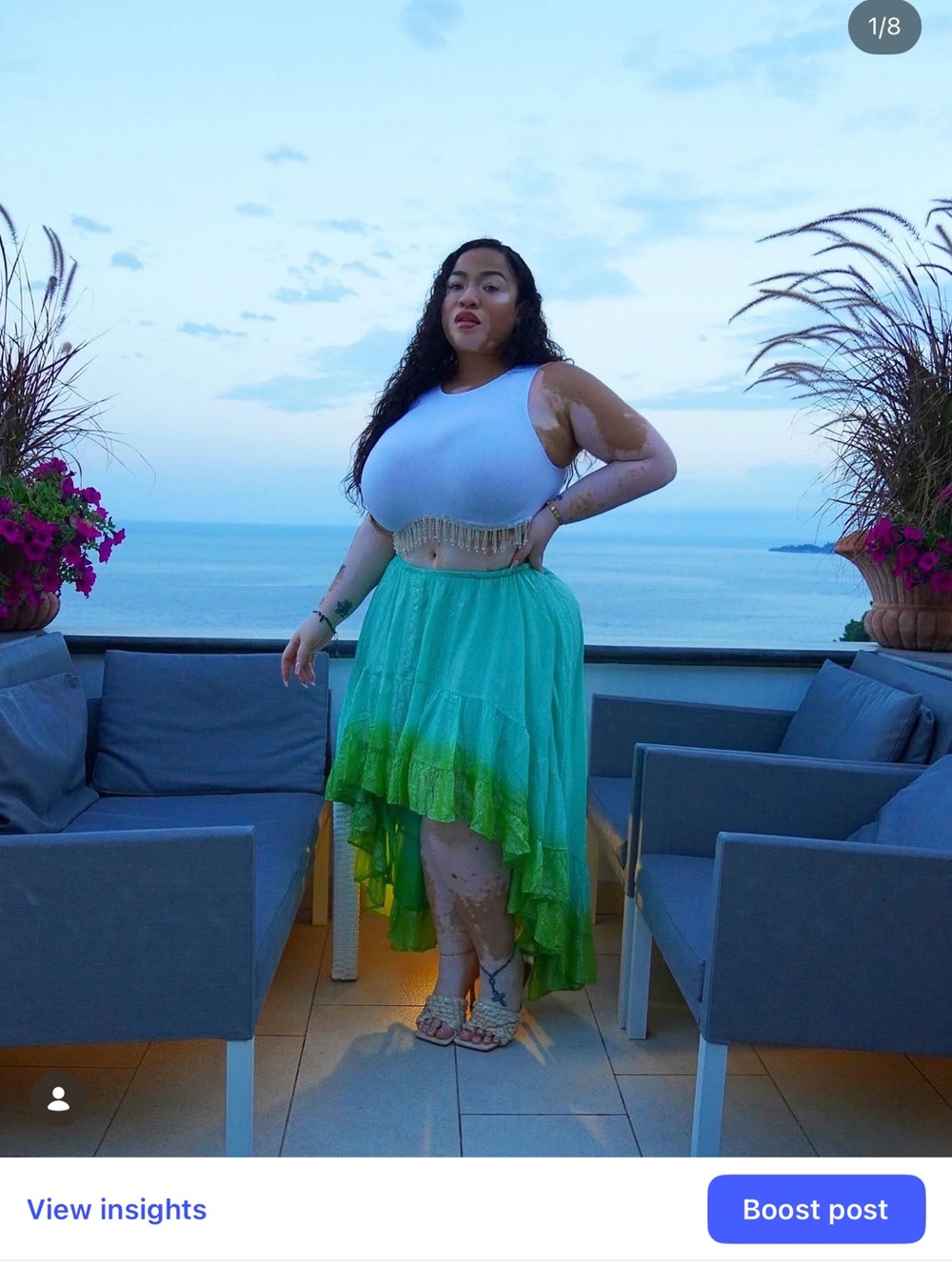 Women's Ombre High-Low Tiered Skirt in Mint to Grass Green